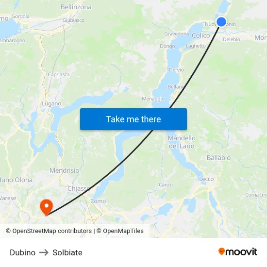 Dubino to Solbiate map