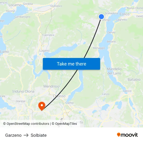 Garzeno to Solbiate map