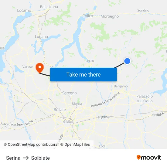 Serina to Solbiate map