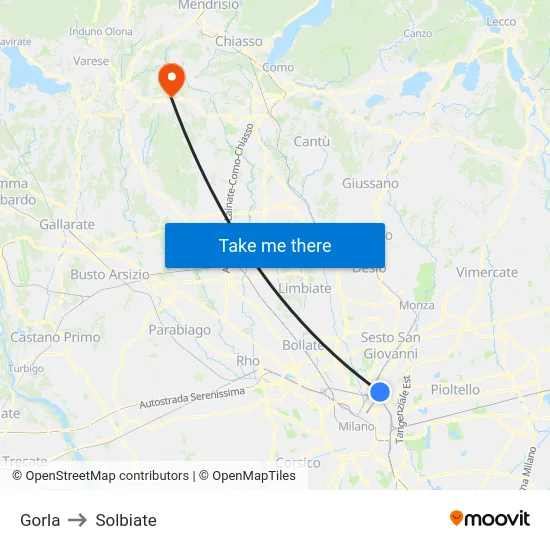 Gorla to Solbiate map