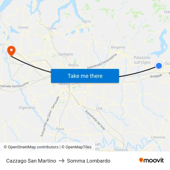 Cazzago San Martino to Somma Lombardo map