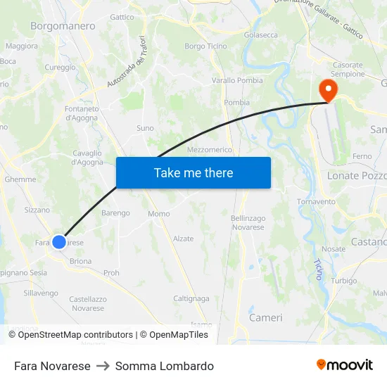Fara Novarese to Somma Lombardo map