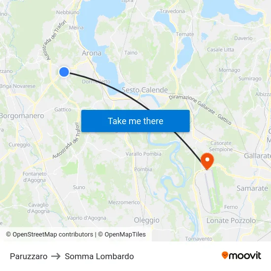 Paruzzaro to Somma Lombardo map