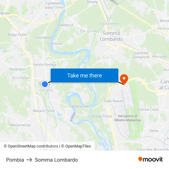 Pombia to Somma Lombardo map