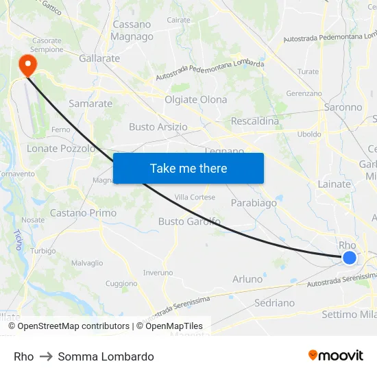 Rho to Somma Lombardo map