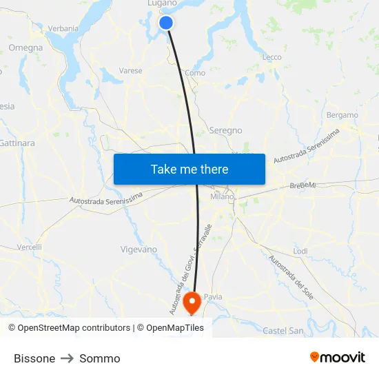Bissone to Sommo map