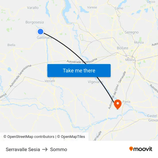 Serravalle Sesia to Sommo map