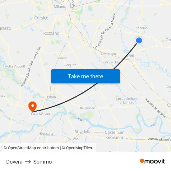 Dovera to Sommo map