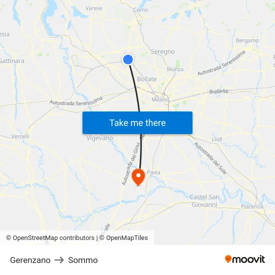 Gerenzano to Sommo map