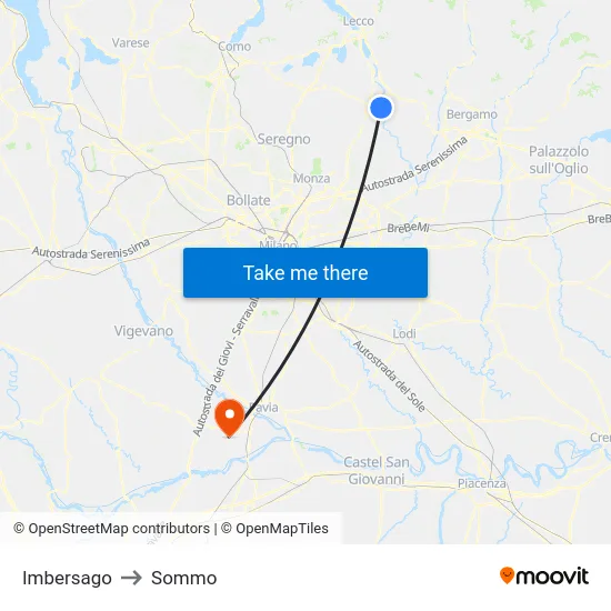 Imbersago to Sommo map