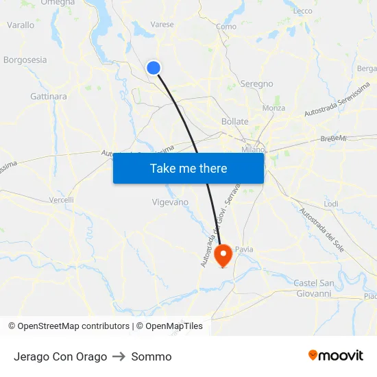 Jerago con Orago to Sommo map