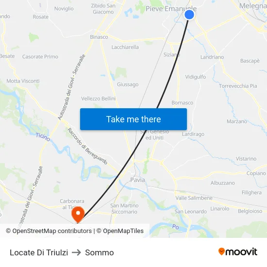 Locate di Triulzi to Sommo map