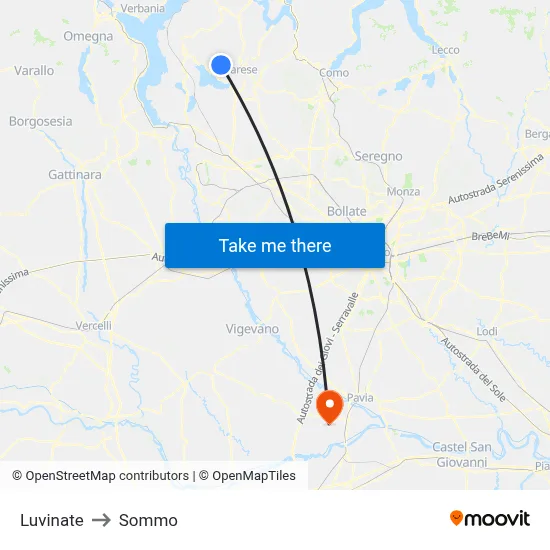 Luvinate to Sommo map