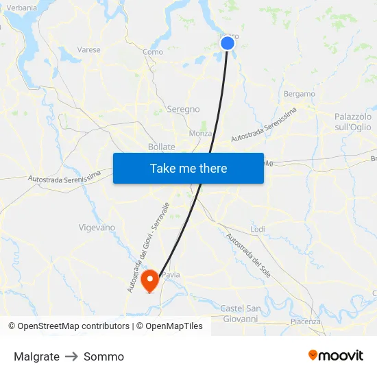 Malgrate to Sommo map