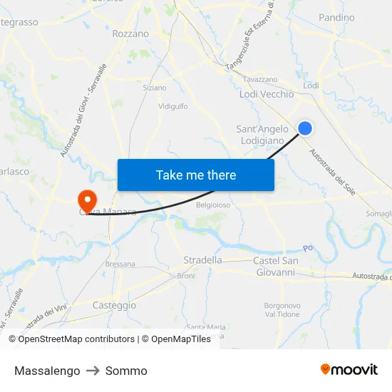 Massalengo to Sommo map