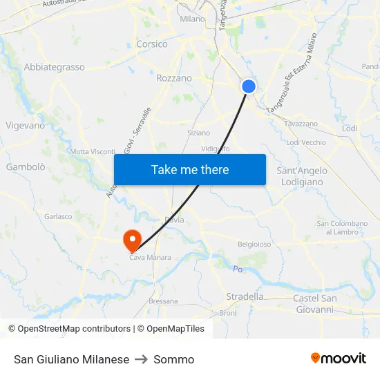 San Giuliano Milanese to Sommo map