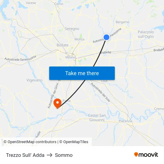 Trezzo Sull' Adda to Sommo map