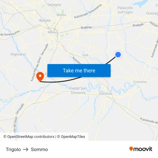 Trigolo to Sommo map