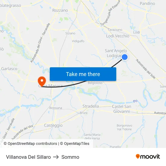 Villanova Del Sillaro to Sommo map