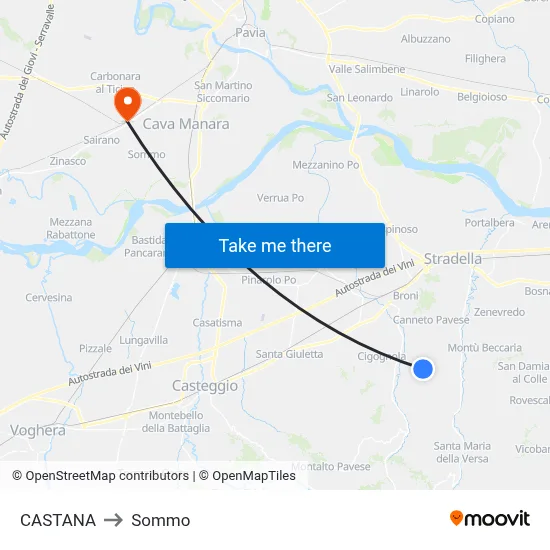 Castana to Sommo map