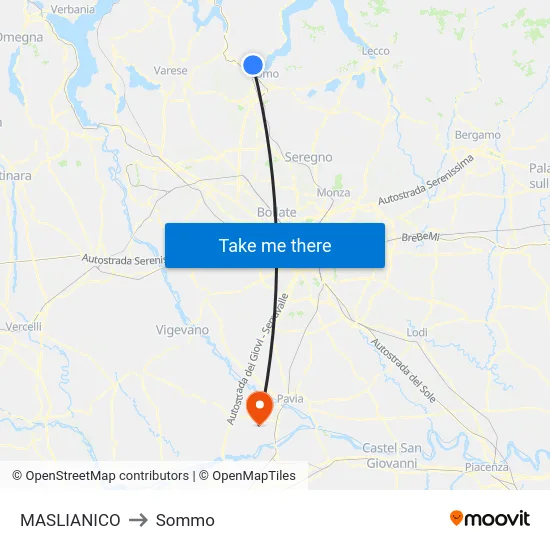 Maslianico to Sommo map