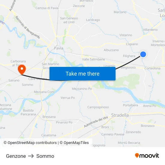 Genzone to Sommo map