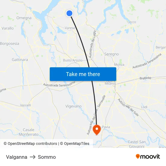 Valganna to Sommo map
