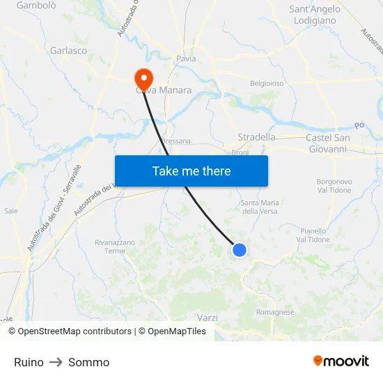 Ruino to Sommo map