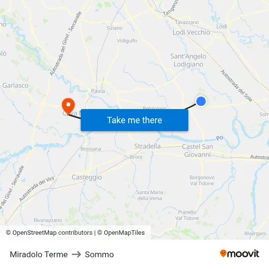 Miradolo Terme to Sommo map