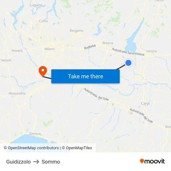 Guidizzolo to Sommo map