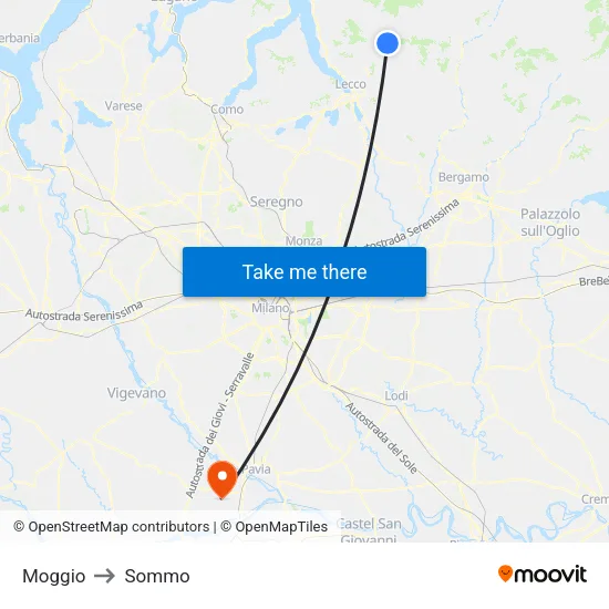 Moggio to Sommo map