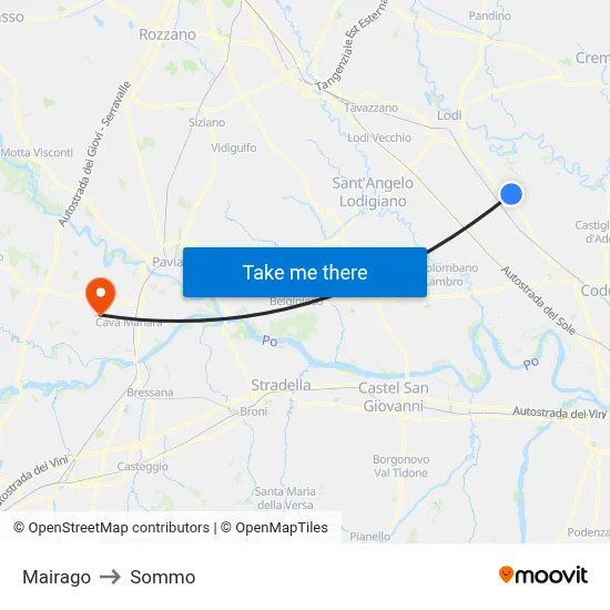 Mairago to Sommo map