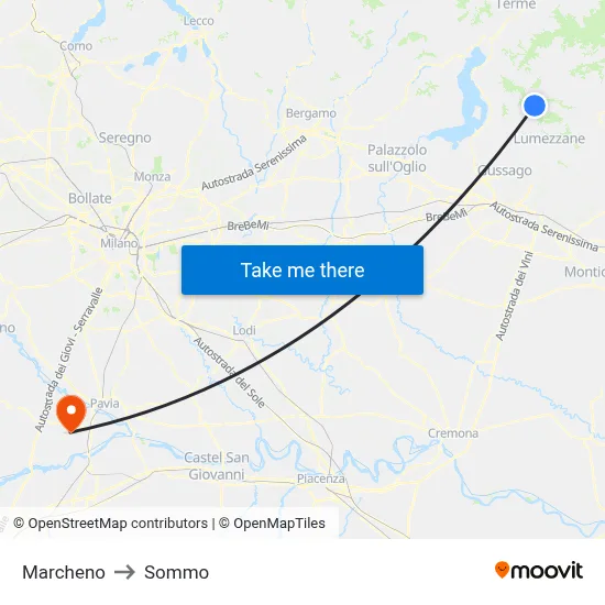 Marcheno to Sommo map