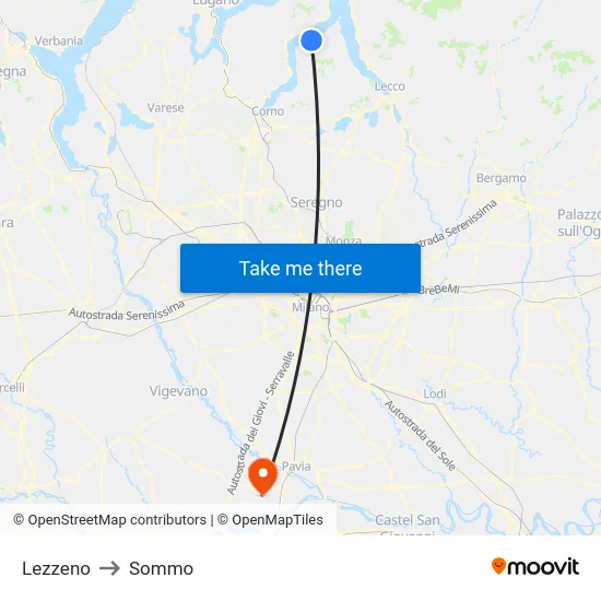 Lezzeno to Sommo map