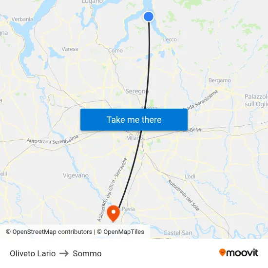 Oliveto Lario to Sommo map