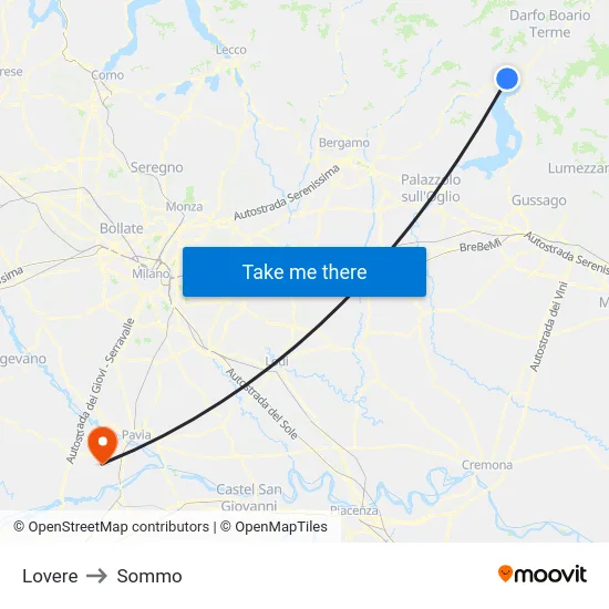 Lovere to Sommo map