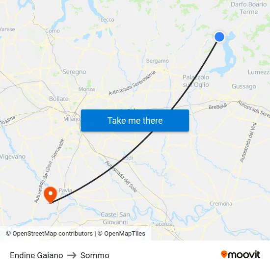Endine Gaiano to Sommo map