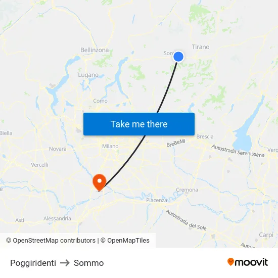 Poggiridenti to Sommo map