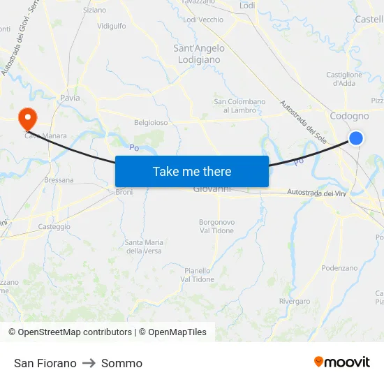 San Fiorano to Sommo map