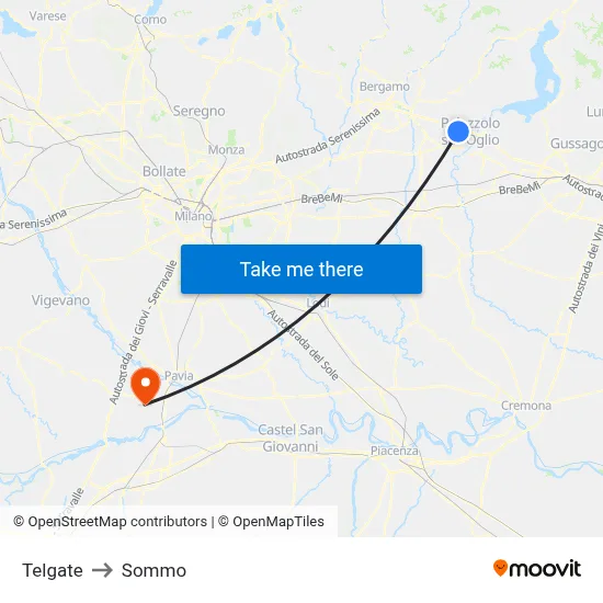 Telgate to Sommo map