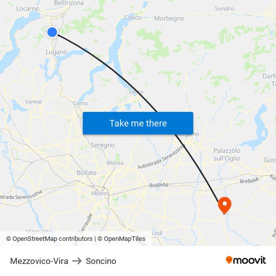 Mezzovico-Vira to Soncino map