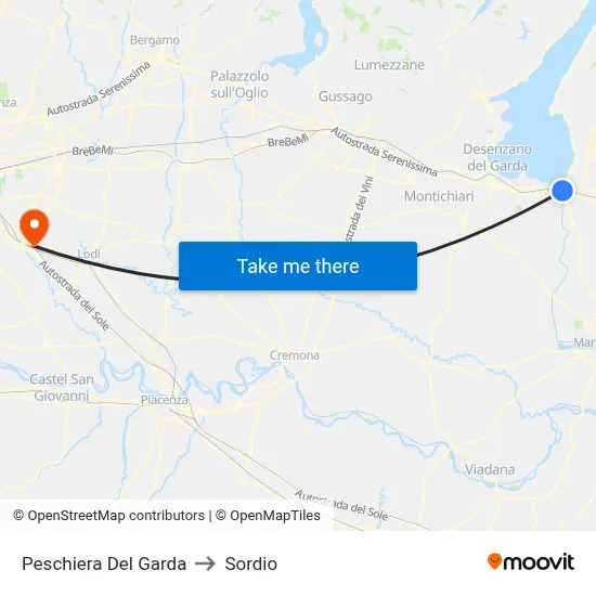 Peschiera Del Garda to Sordio map