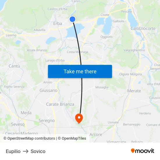 Eupilio to Sovico map