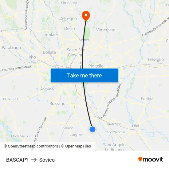 Bascap to Sovico map