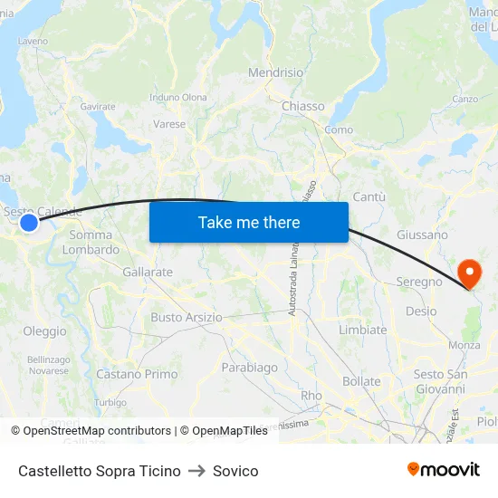 Castelletto Above Ticino to Sovico map