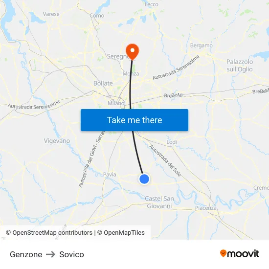 Genzone to Sovico map