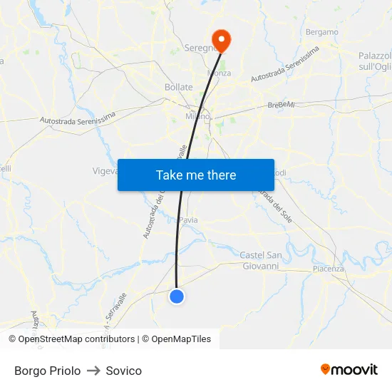 Borgo Priolo to Sovico map