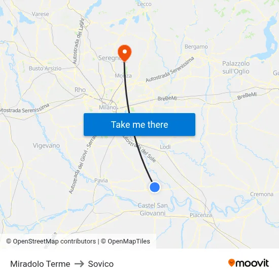 Miradolo Terme to Sovico map