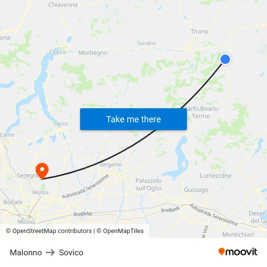 Malonno to Sovico map