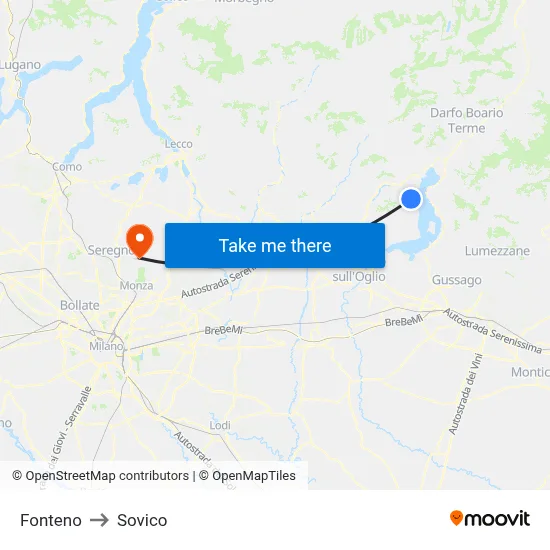 Fonteno to Sovico map